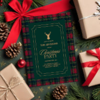 Elegant Tartan Plaid Christmas Party Invitation
