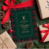 Elegant Tartan Plaid Christmas Party Invitation