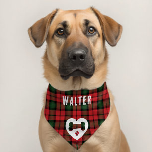 Elegant Tartan Plaid Custom Red and Green Custom Pet Bandana Collar