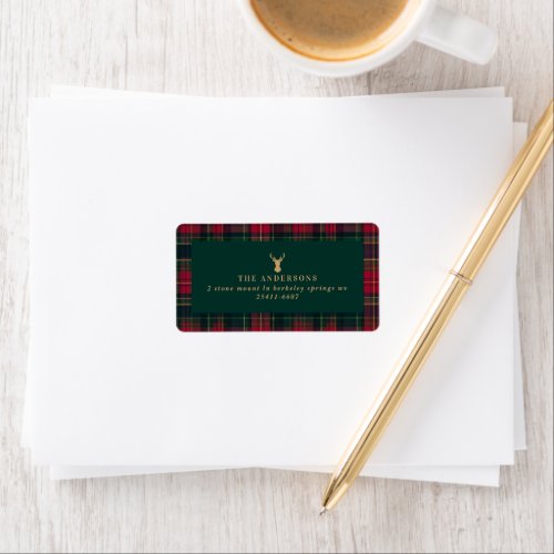 Elegant Tartan Plaid Family elegant Christmas Label