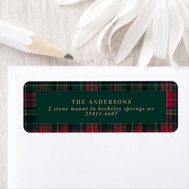 Elegant Tartan Plaid Family elegant Christmas Label (Insitu)