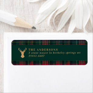 Elegant Tartan Plaid Family elegant Christmas Label