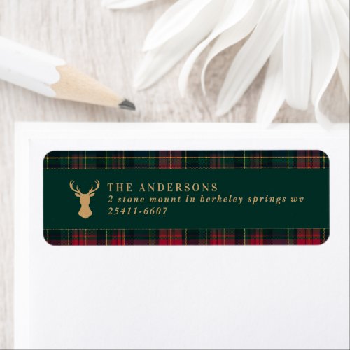 Elegant Tartan Plaid Family elegant Christmas Label