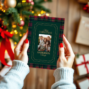 Elegant Tartan Plaid Family Photo Christmas Holiday Card