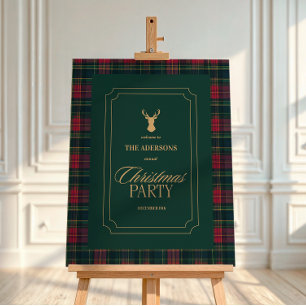 Elegant Tartan Plaid Green & Gold Christmas Party Foam Board