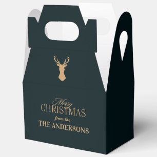 Elegant Tartan Plaid Merry Christmas Family Name Favor Boxes