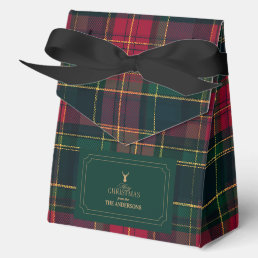 Elegant Tartan Plaid Merry Christmas Family Name Favor Boxes