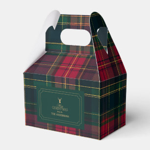 Elegant Tartan Plaid Merry Christmas Family Name Favor Boxes
