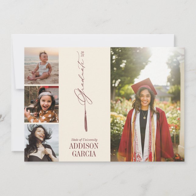 Elegant Tassel Photo Graduation Announcement (Front)