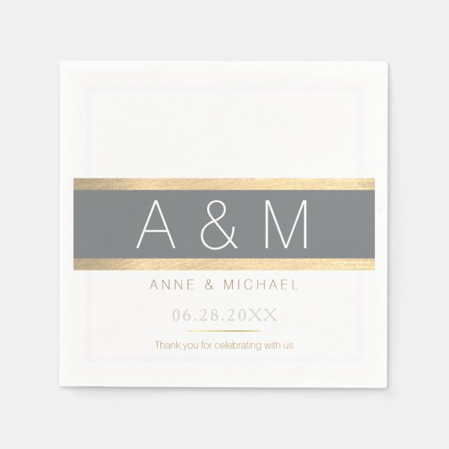 elegant / tasteful monogrammed wedding reception paper napkins (Front)