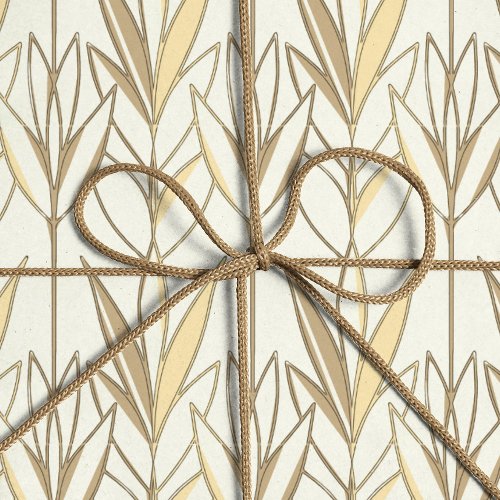   Elegant Taupe and White Foliage Art Deco Style  Wrapping Paper