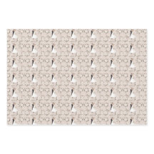 Elegant taupe and white wedding wrapping paper