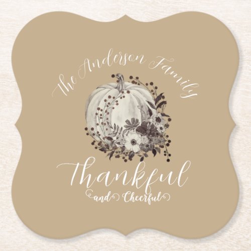 Elegant Taupe Autumn ‘Thankful And Cheerful’ 