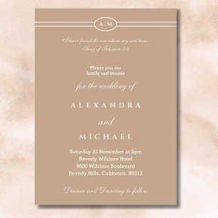 Elegant Taupe Bible Verse Christian Wedding Invitation