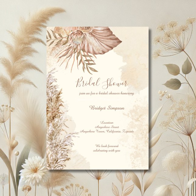 Elegant taupe Boho Neutral minimal Bridal Shower  Invitation (Creator Uploaded)