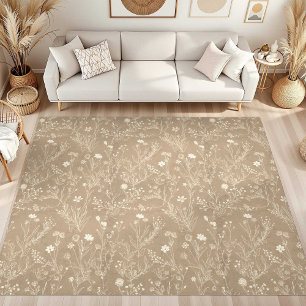 Elegant Taupe Brown Floral Area Rug