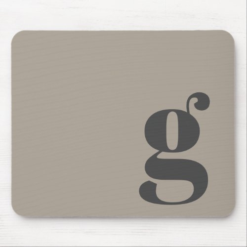 Elegant Taupe Brown Gray Minimalist Retro Monogram Mouse Pad