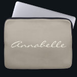 Elegant Taupe Brown Handwritten Script Name Custom Laptop Sleeve<br><div class="desc">This custom laptop case features your name in beautiful handwritten script lettering on a stylish Taupe Brown background. Great gift idea.</div>