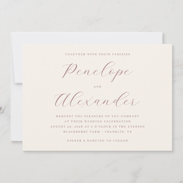 Elegant Taupe Calligraphy Invitation (Front)