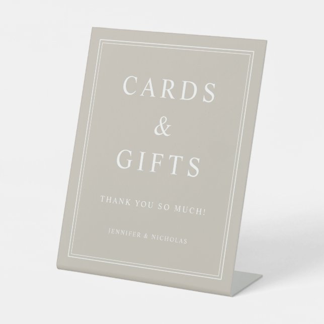 Elegant Taupe Cards And Gifts Wedding Pedestal Sign (Front)