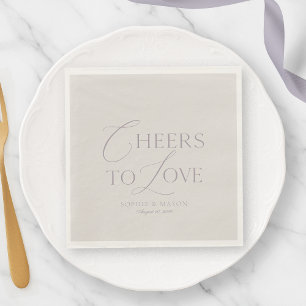 Elegant Taupe “Cheers to Love” Wedding Napkins