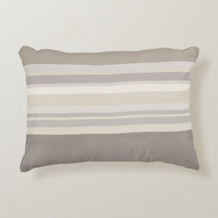 Elegant Taupe Cream and Gray striped farmhouse Accent Pillow