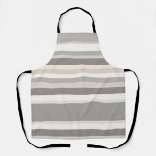 Elegant Taupe Cream and Gray striped farmhouse Apron