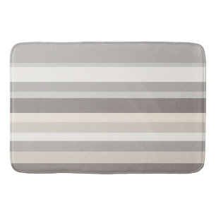 Elegant Taupe Cream and Gray striped farmhouse Bath Mat
