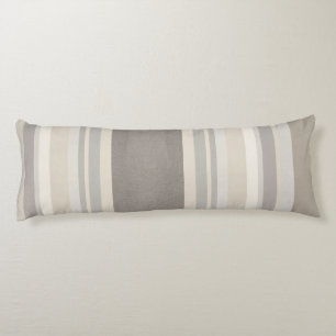 Elegant Taupe Cream and Gray striped farmhouse Body Pillow