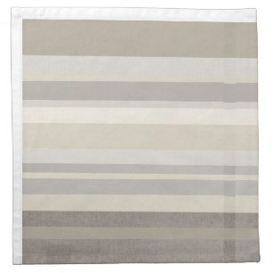 Elegant Taupe Cream and Gray striped farmhouse Cloth Napkin
