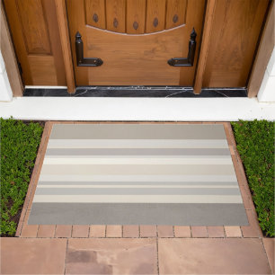 Elegant Taupe Cream and Gray striped farmhouse Doormat