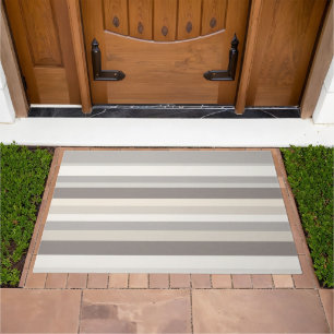 Elegant Taupe Cream and Gray striped farmhouse Doormat