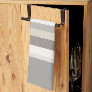 Elegant Taupe Cream and Gray striped farmhouse Kitchen Towel