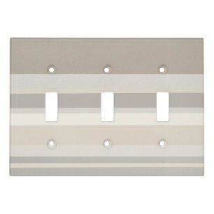 Elegant Taupe Cream and Gray striped farmhouse Light Switch Cover