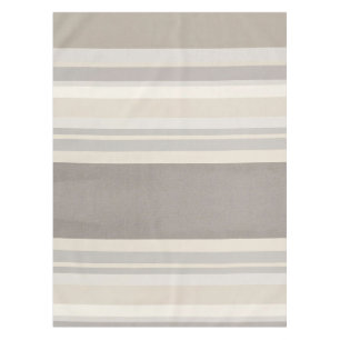 Elegant Taupe Cream and Gray striped farmhouse Tablecloth