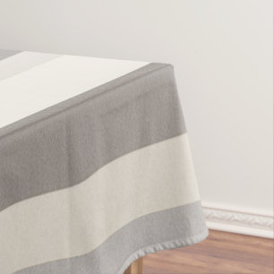 Elegant Taupe Cream and Gray striped farmhouse Tablecloth