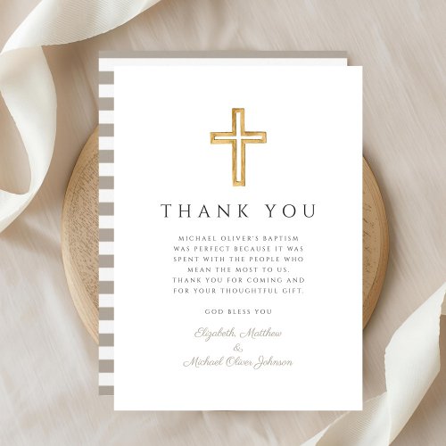 Elegant Taupe Cross Boy Baptism
