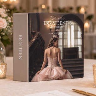 Elegant Taupe Eighteen Birthday Memories Wishes 3 Ring Binder