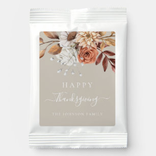 Elegant Taupe Fall Happy Thanksgiving Hot Chocolate Drink Mix