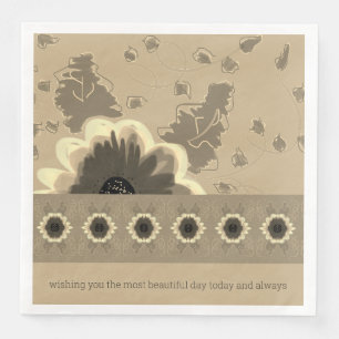 Elegant Taupe Floral Paper Dinner Napkins