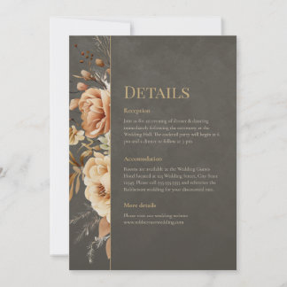 Elegant Taupe Floral Wedding Details Card