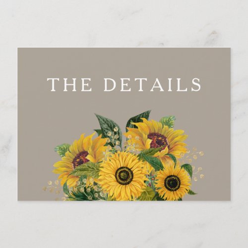 Elegant Taupe Floral Wedding Details Enclosure Card