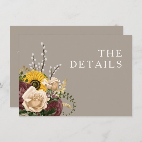 Elegant Taupe Floral Wedding Enclosure Card