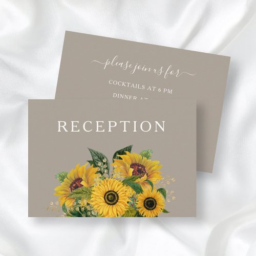 Elegant Taupe Floral Wedding Reception Enclosure Card