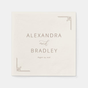 Elegant Taupe Geometric Accents Napkins