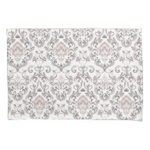 Elegant Taupe & Gray Damask Pillow Cases | Classic