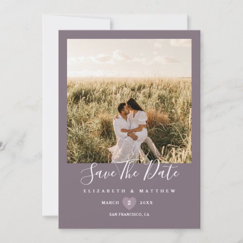 Elegant Taupe Grey Couple Picture Wedding Save The Date
