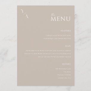 Elegant Taupe Modern Minimalist Wedding Menu