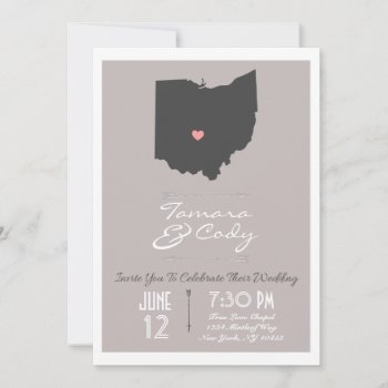 Elegant Taupe Ohio State Wedding Invitation by Mintleafstudio at Zazzle