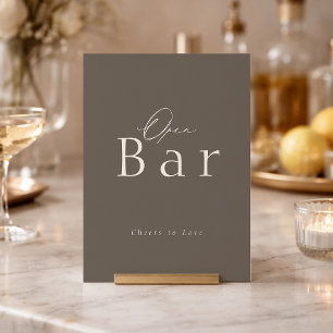 Elegant Taupe Open Bar Wedding Sign  Invitation